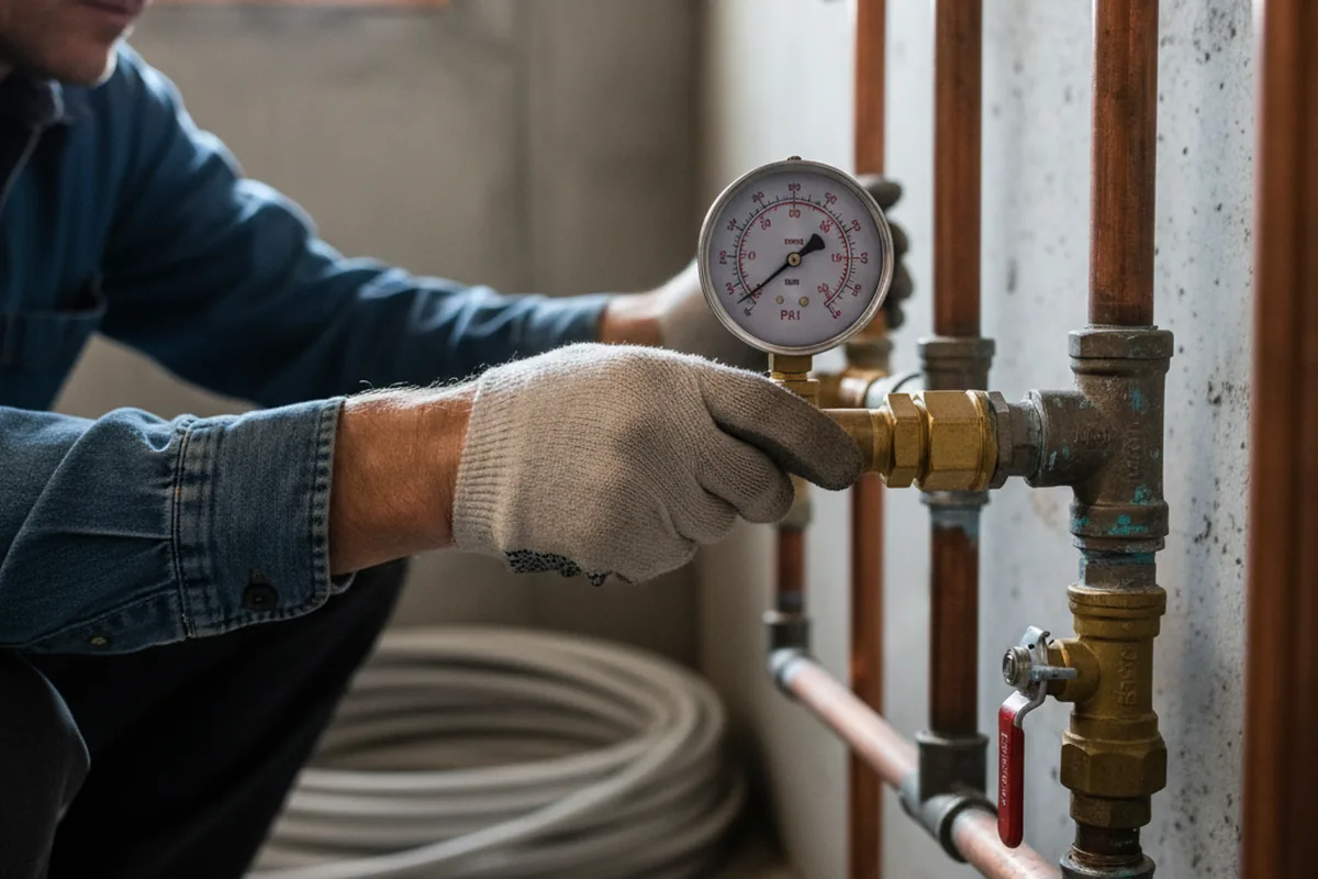 Pressure testing a repaired line during Water Line Repair in Tenino